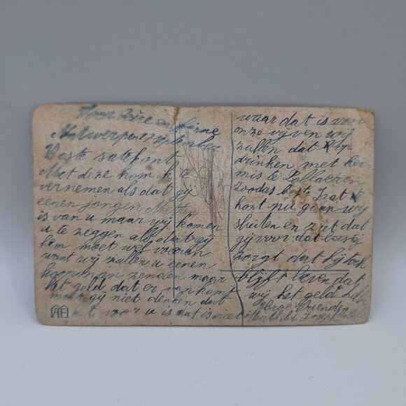 Antique French Postcard Un Menage Tres Uni Artwork Humor Multilingual Handmade - Picture 2 of 8